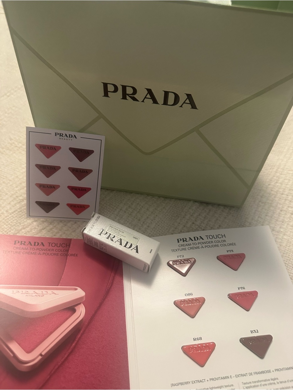 Prada Beauty Lip Shade Sampler - Pink & Rose Tones with Gift Bag and Lip Balm